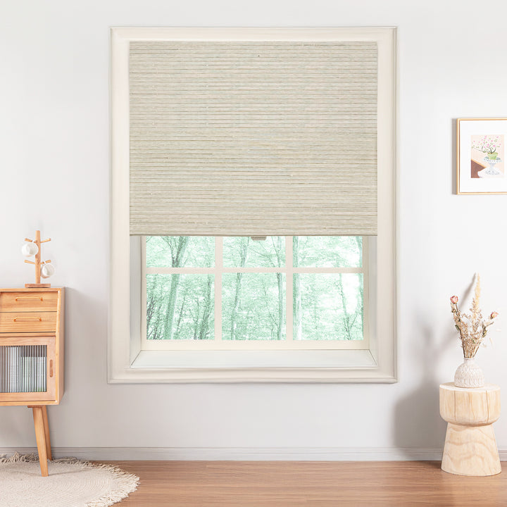 Ramie Woven Bamboo Blinds & Shades Top Down Bottom Up | Marble White