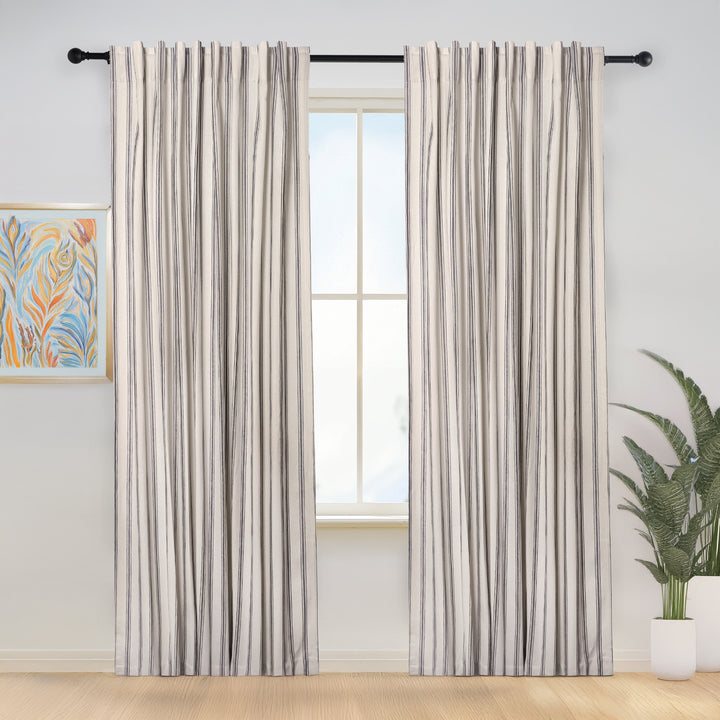 Loxley Yarn-Dyed Cotton Curtains & Drapes Soft Top