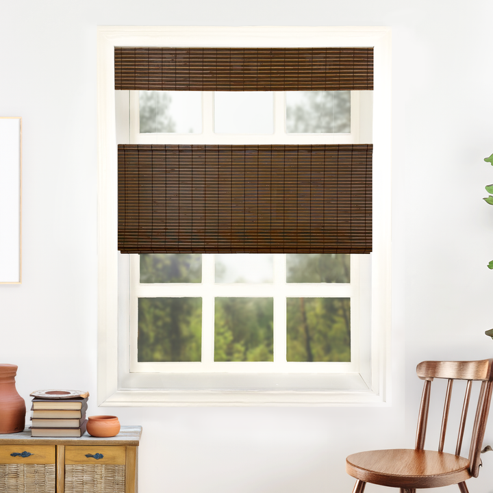 Nomi No-Drill Woven Bamboo Blinds & Shades Top Down Bottom Up | Coffee