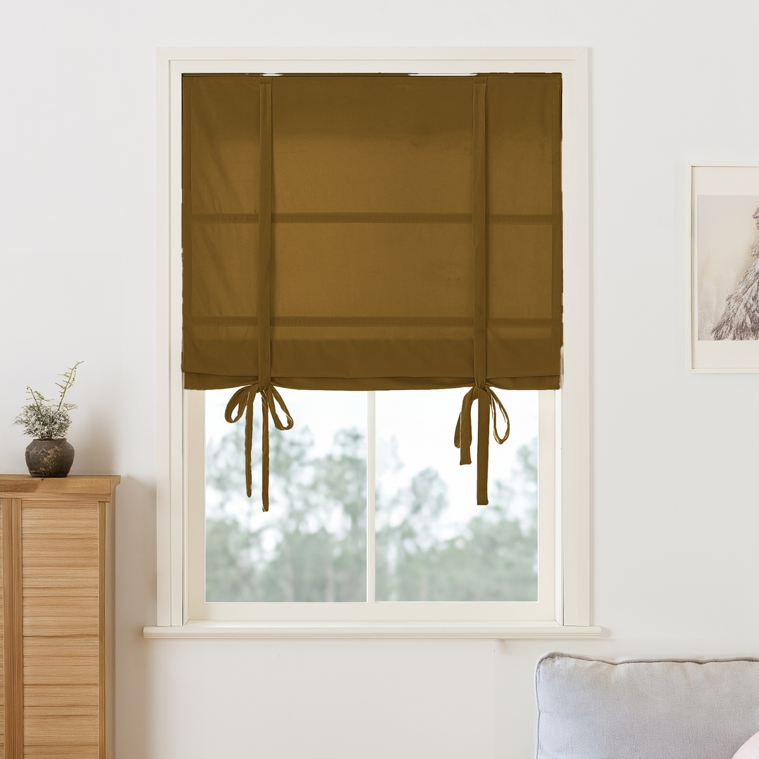 Maillard Velvet Roman Shades & Blinds | Tie