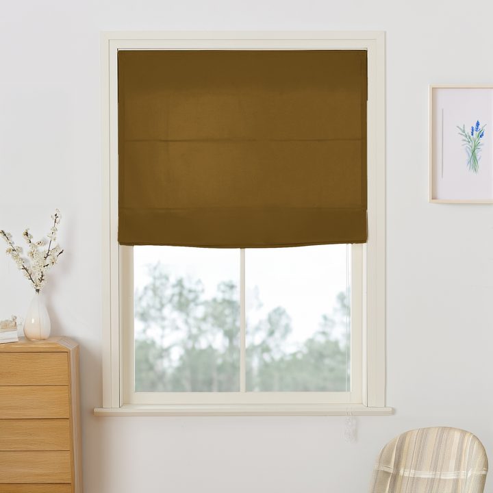 Maillard Velvet Roman Shades & Blinds | Flat Fold