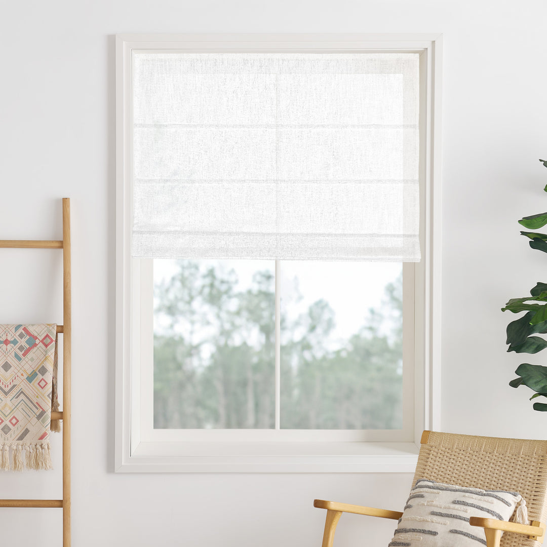 Liz Linen Herringbone Blackout Roman Shades & Blinds  | Fold