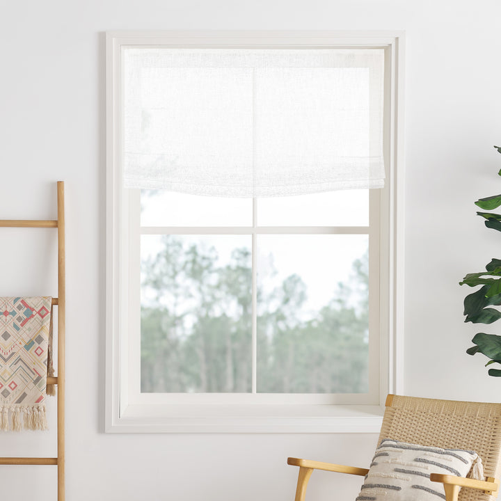 Liz Linen Herringbone Roman Shades & Blinds | Flat Fold