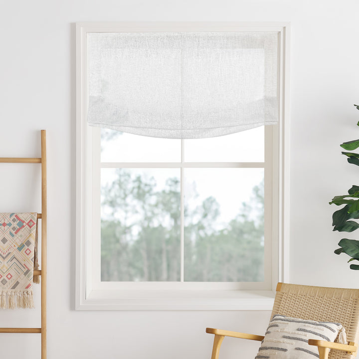 Liz Linen Herringbone No-Drill Roman Shades & Blinds | Relaxed