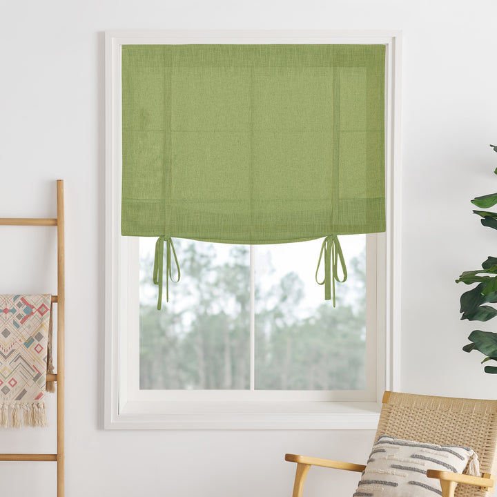Liz Linen Herringbone Roman Shades & Blinds | Tie