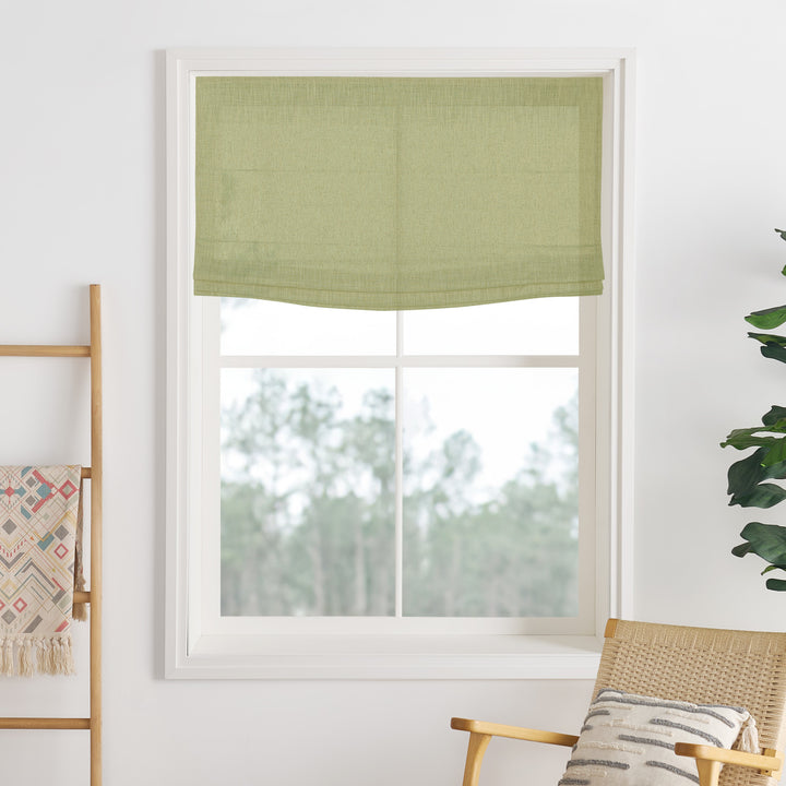 Liz Linen Herringbone Roman Shades & Blinds | Flat Fold