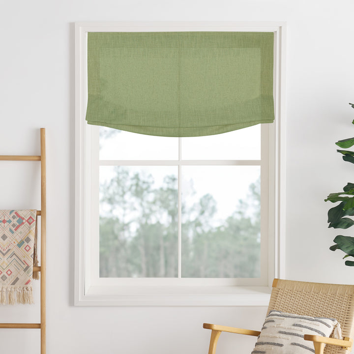 Liz Linen Herringbone No-Drill Roman Shades & Blinds | Relaxed