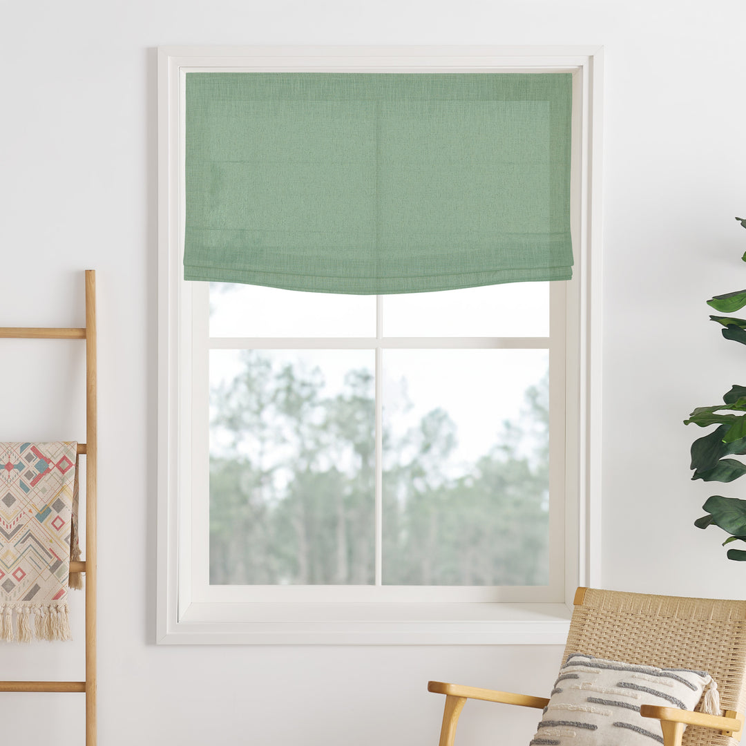 Liz Linen Herringbone Roman Shades & Blinds | Flat Fold