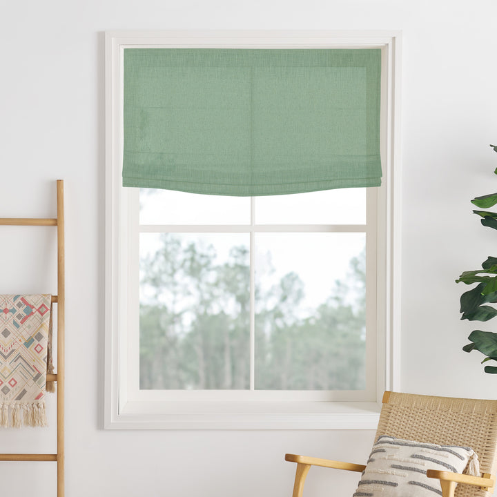 Liz Linen Herringbone Roman Shades & Blinds | Flat Fold