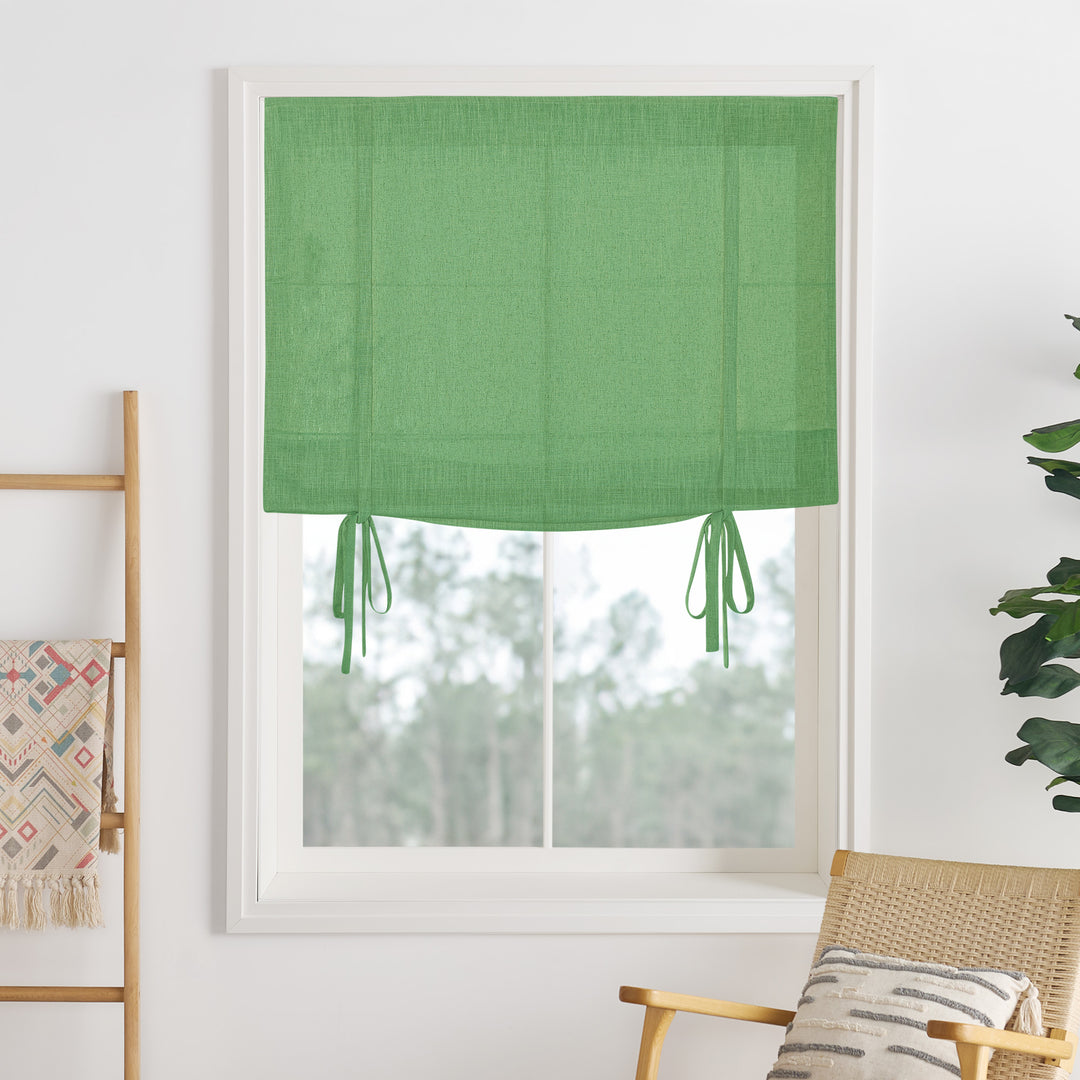 Liz Linen Herringbone Roman Shades & Blinds | Tie