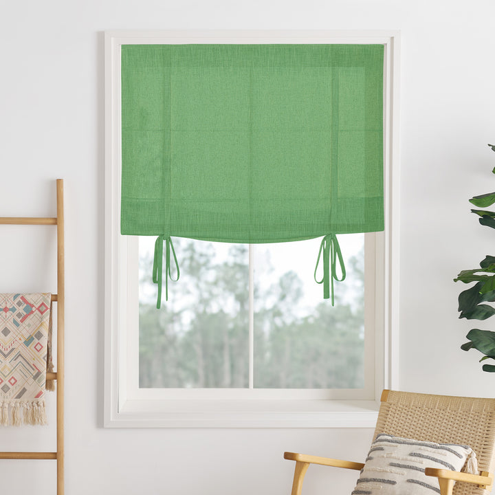 Liz Linen Herringbone Roman Shades & Blinds | Tie