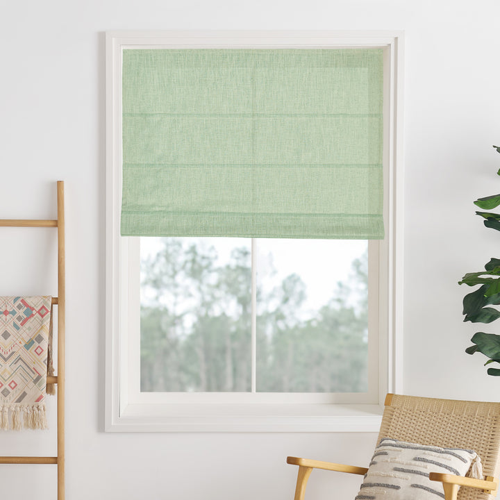 Liz Linen Herringbone Blackout Roman Shades & Blinds  | Fold