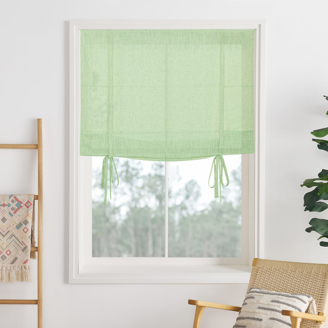 Liz Linen Herringbone Roman Shades & Blinds | Tie