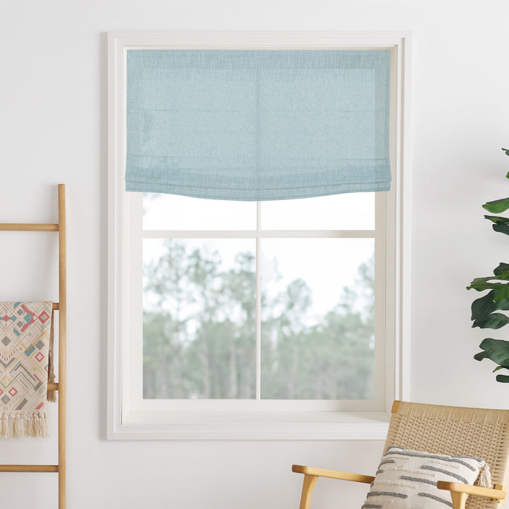 Liz Linen Herringbone Roman Shades & Blinds | Flat Fold