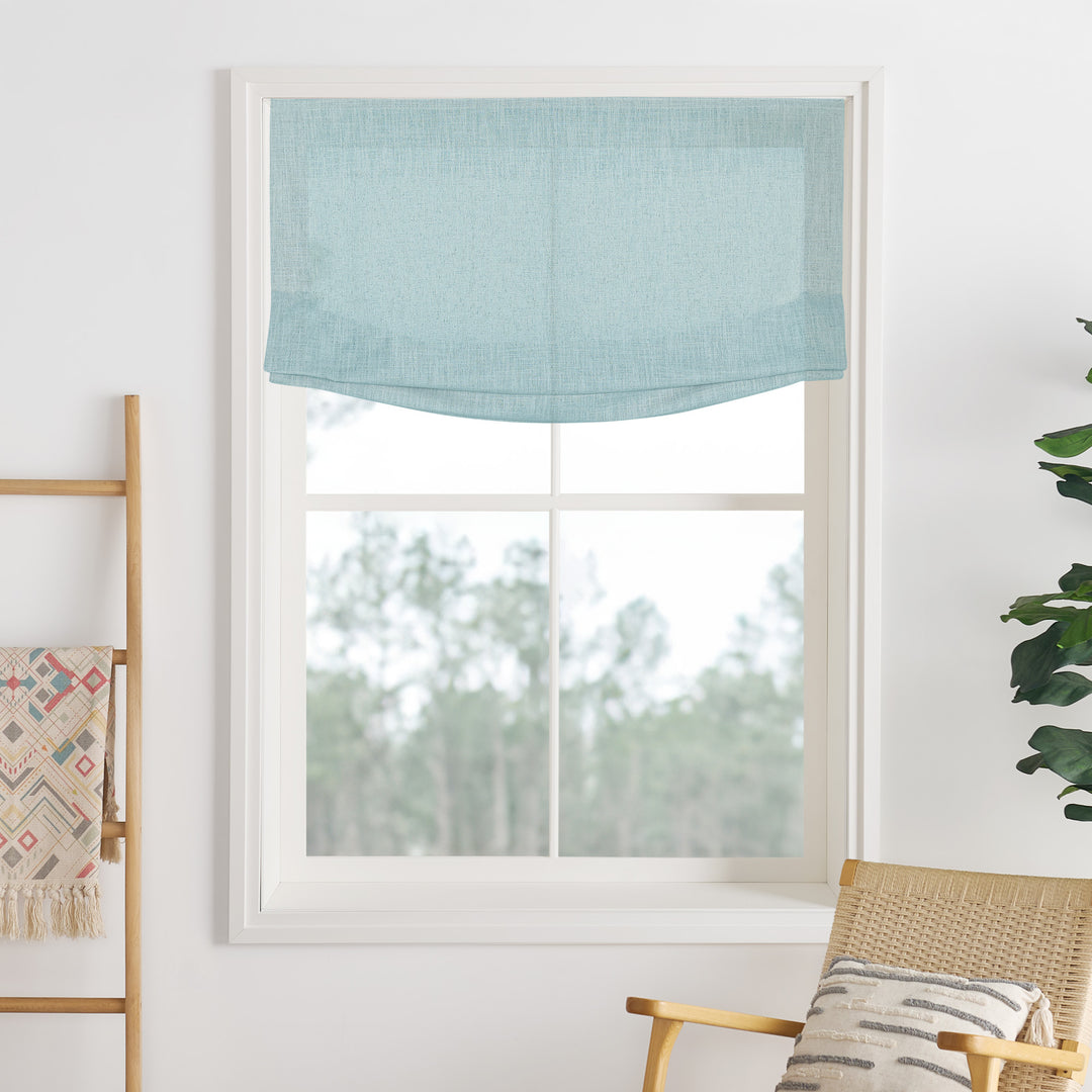 Liz Linen Herringbone No-Drill Roman Shades & Blinds | Relaxed