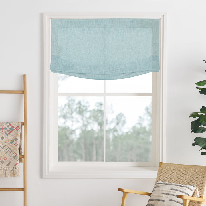 Liz Linen Herringbone No-Drill Roman Shades & Blinds | Relaxed