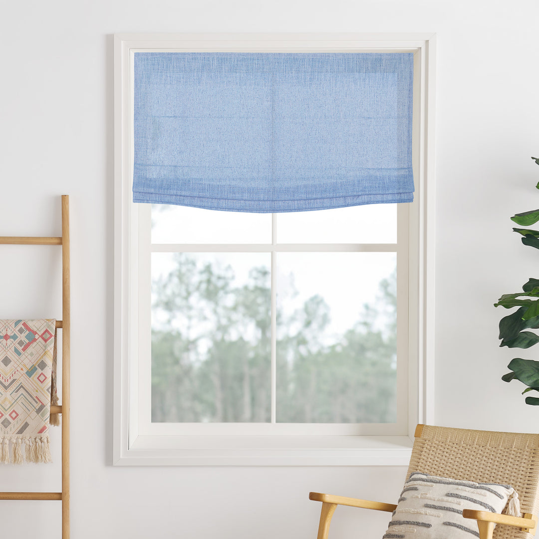 Liz Linen Herringbone No-Drill Roman Shades & Blinds | Relaxed