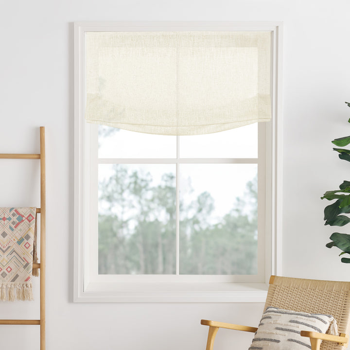 Liz Linen Herringbone No-Drill Roman Shades & Blinds | Relaxed