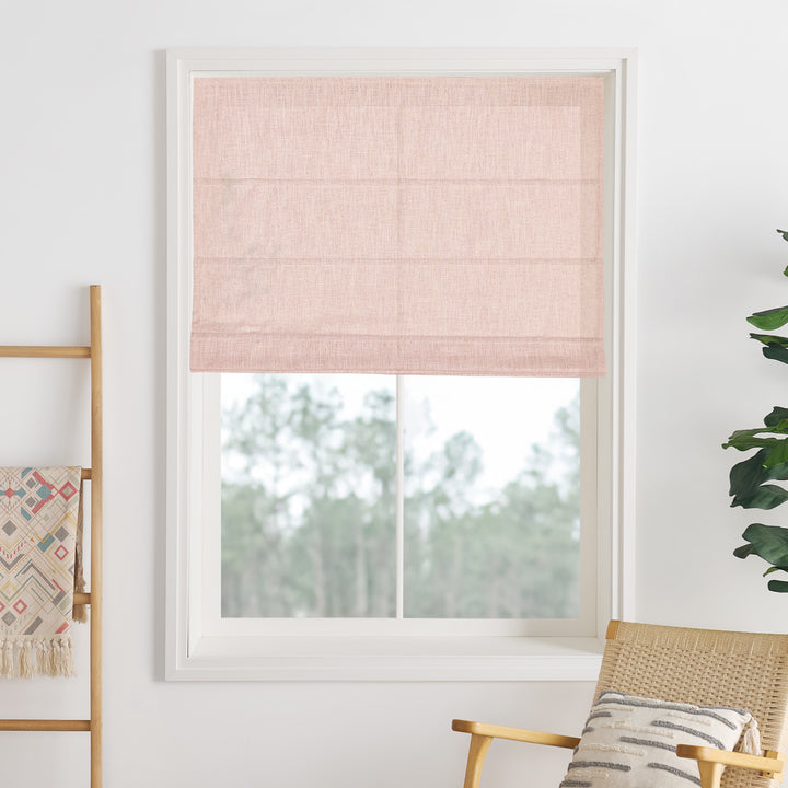 Liz Linen Herringbone Blackout Roman Shades & Blinds  | Fold