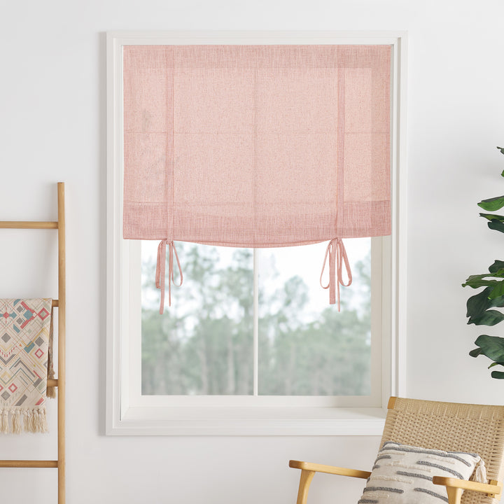 Liz Linen Herringbone Roman Shades & Blinds | Tie