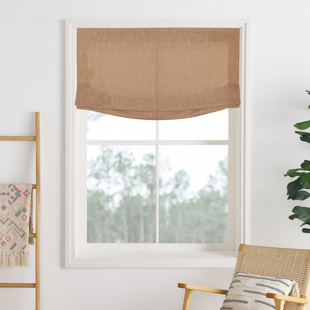 Liz Linen Herringbone No-Drill Roman Shades & Blinds | Relaxed