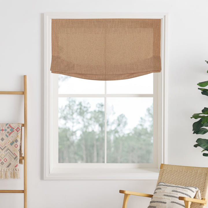 Liz Linen Herringbone No-Drill Roman Shades & Blinds | Relaxed