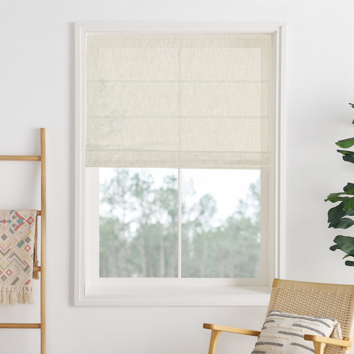 Liz Linen Herringbone Blackout Roman Shades & Blinds  | Fold