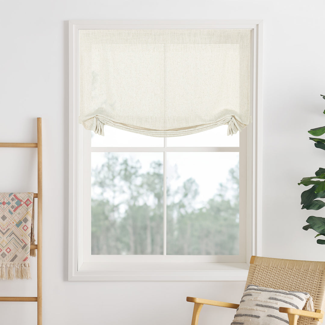 Liz Linen Herringbone Roman Shades & Blinds | Swag