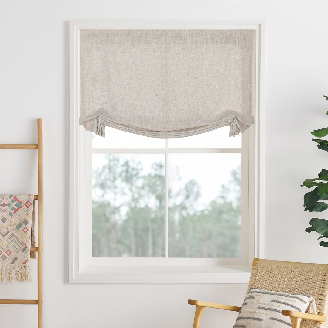 Liz Linen Herringbone Roman Shades & Blinds | Swag