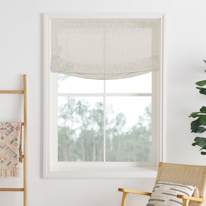 Liz Linen Herringbone No-Drill Roman Shades & Blinds | Relaxed