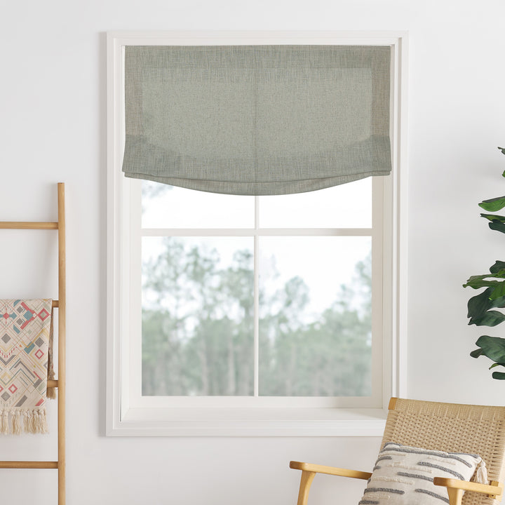 Liz Linen Herringbone No-Drill Roman Shades & Blinds | Relaxed