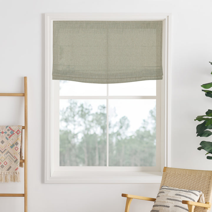Liz Linen Herringbone Roman Shades & Blinds | Flat Fold