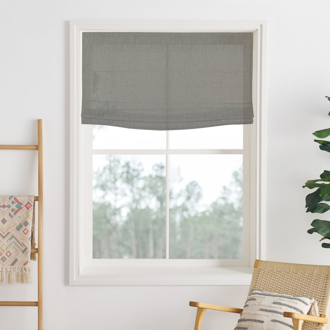 Liz Linen Herringbone Roman Shades & Blinds | Flat Fold