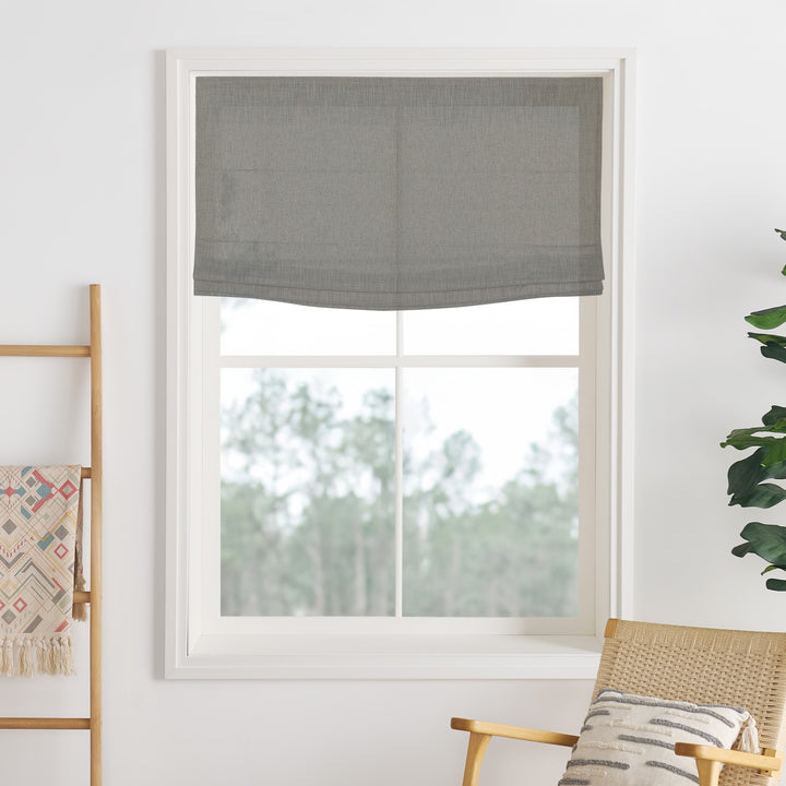 Liz Linen Herringbone Roman Shades & Blinds | Flat Fold