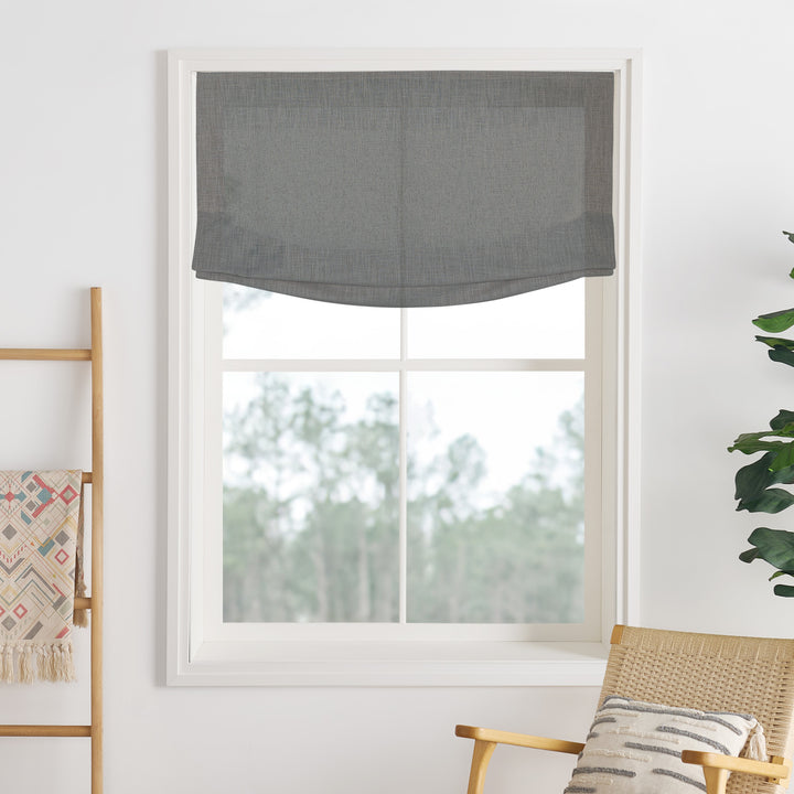 Liz Linen Herringbone No-Drill Roman Shades & Blinds | Relaxed
