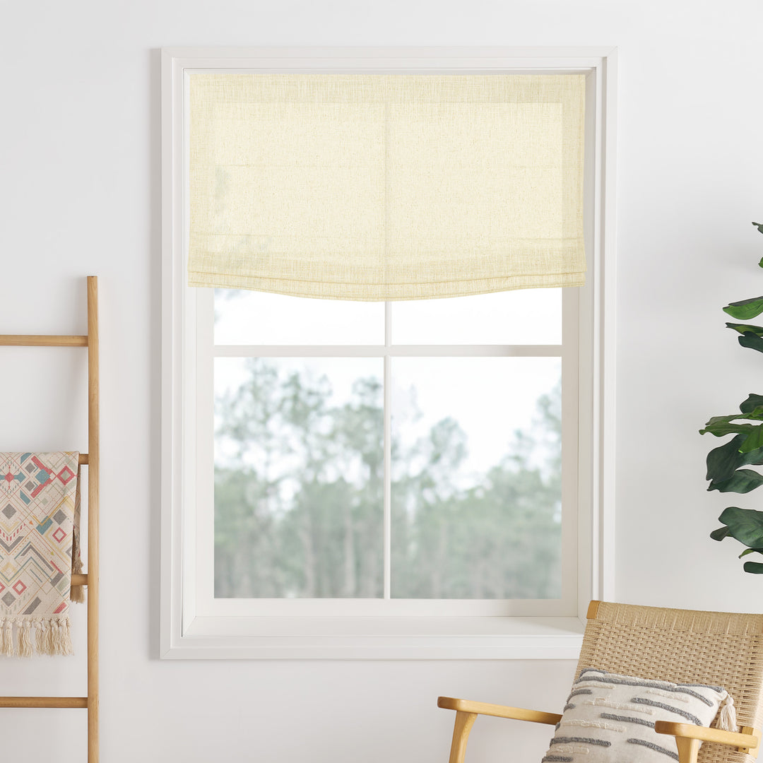 Liz Linen Herringbone Roman Shades & Blinds | Flat Fold
