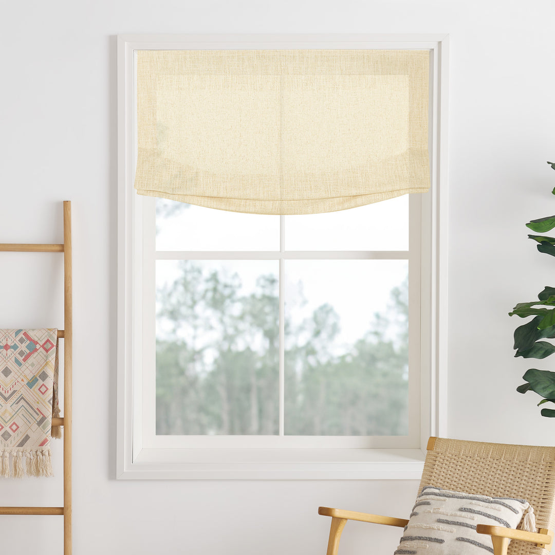 Liz Linen Herringbone No-Drill Roman Shades & Blinds | Relaxed