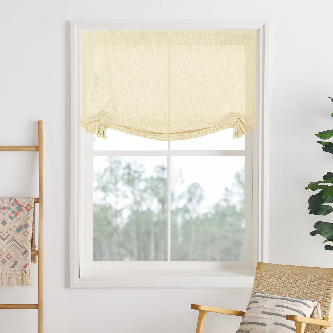 Liz Linen Herringbone Roman Shades & Blinds | Swag