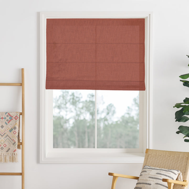 Liz Linen Herringbone Blackout Roman Shades & Blinds  | Fold