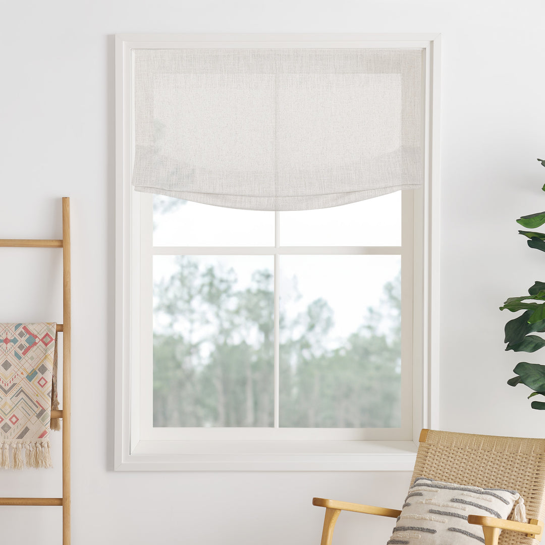 Liz Linen Herringbone No-Drill Roman Shades & Blinds | Relaxed