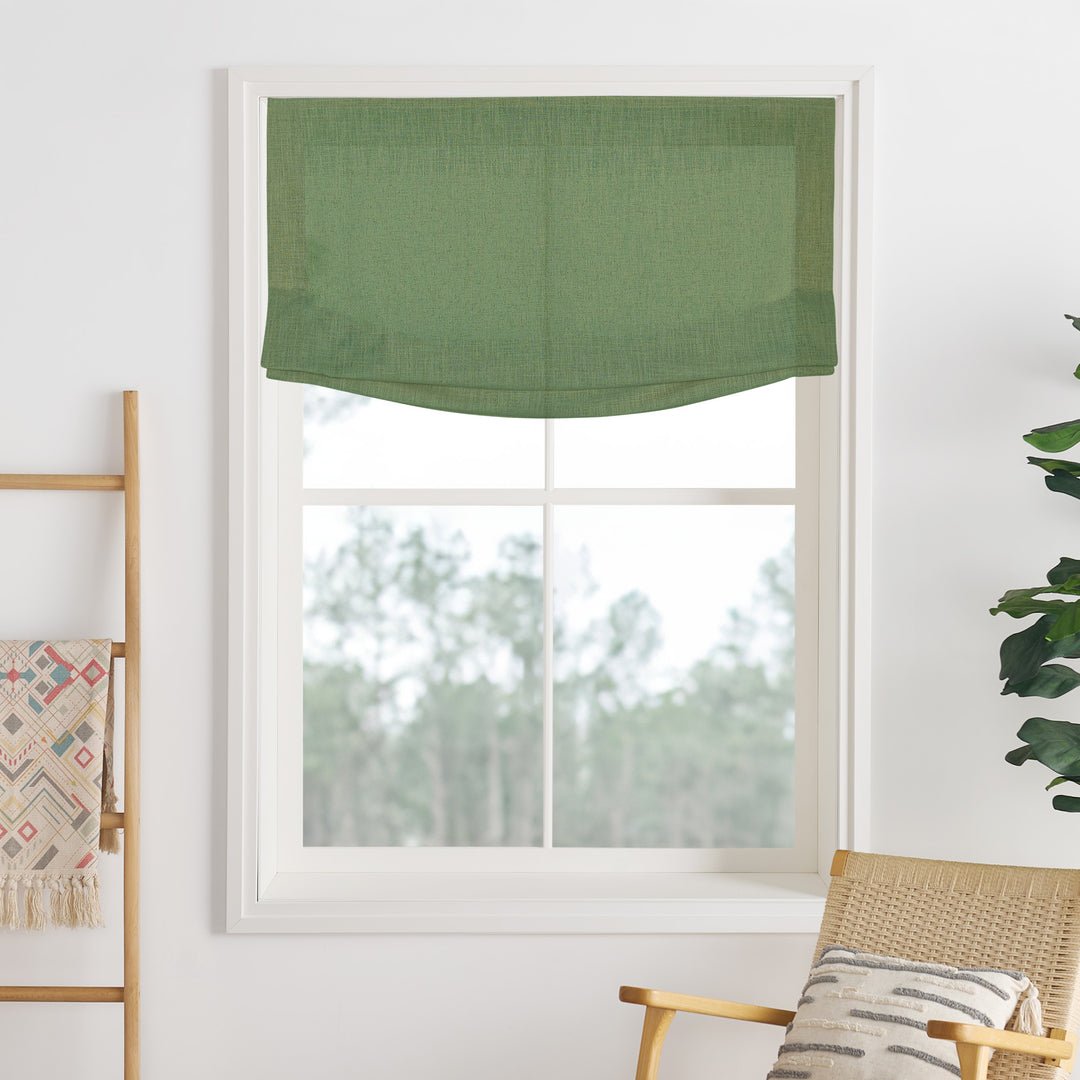Liz Linen Herringbone No-Drill Roman Shades & Blinds | Relaxed