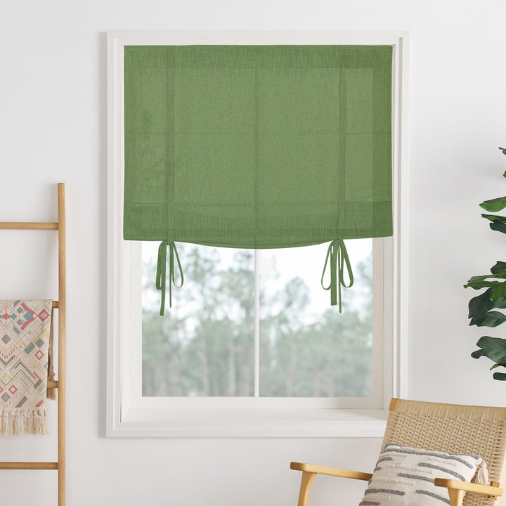 Liz Linen Herringbone Roman Shades & Blinds | Tie