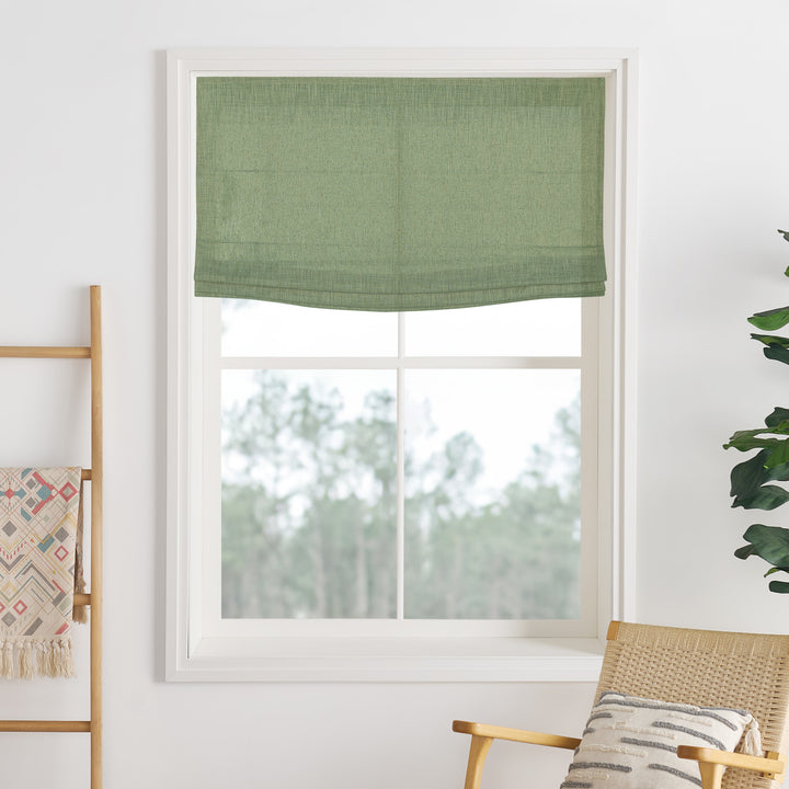 Liz Linen Herringbone Roman Shades & Blinds | Flat Fold