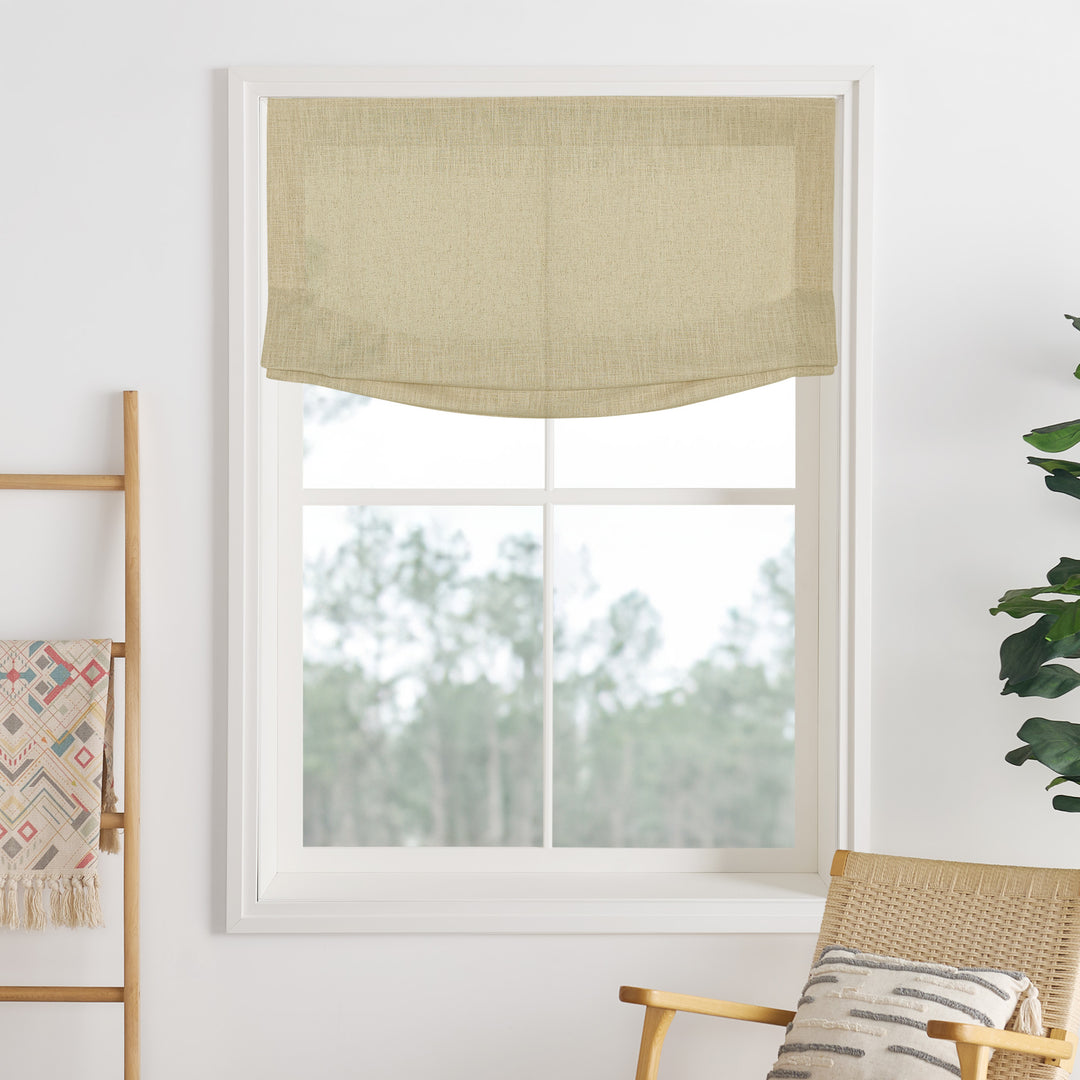 Liz Linen Herringbone No-Drill Roman Shades & Blinds | Relaxed