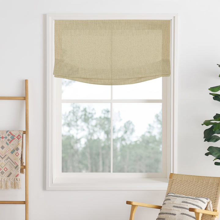 Liz Linen Herringbone No-Drill Roman Shades & Blinds | Relaxed