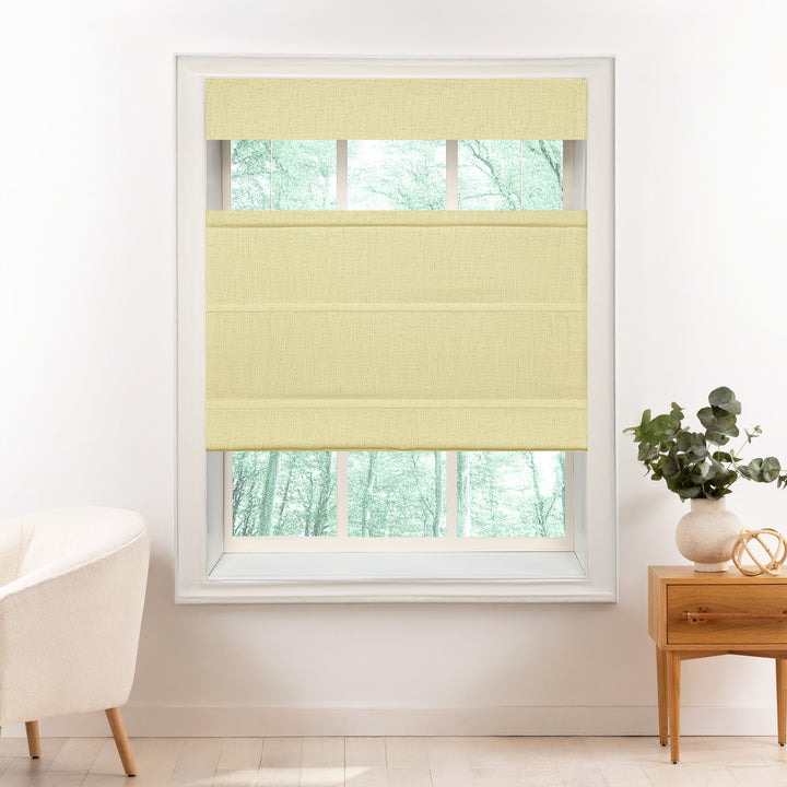 Liz Linen Herringbone No-Drill Roman Shades & Blinds | Top Down Bottom Up