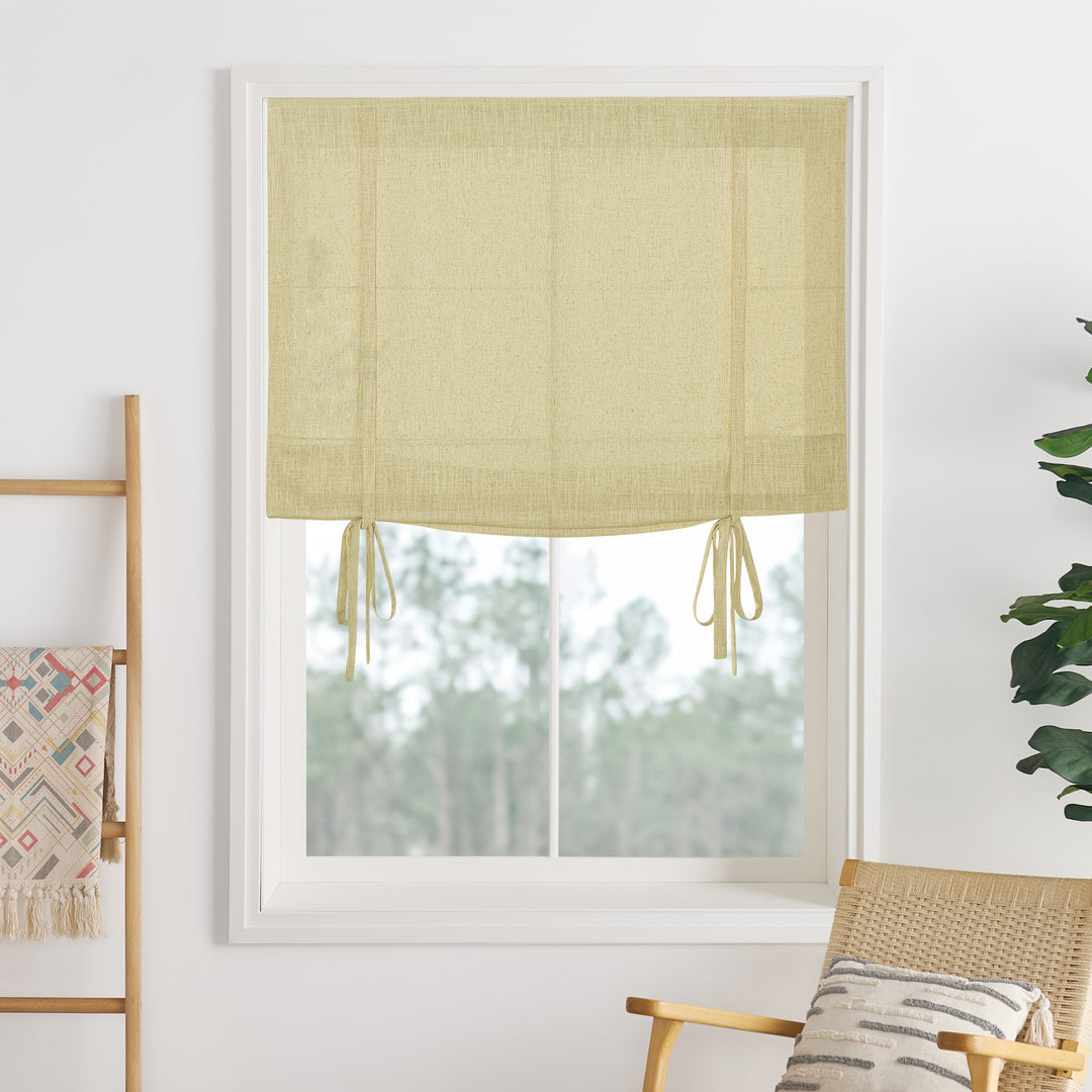 Liz Linen Herringbone Roman Shades & Blinds | Tie