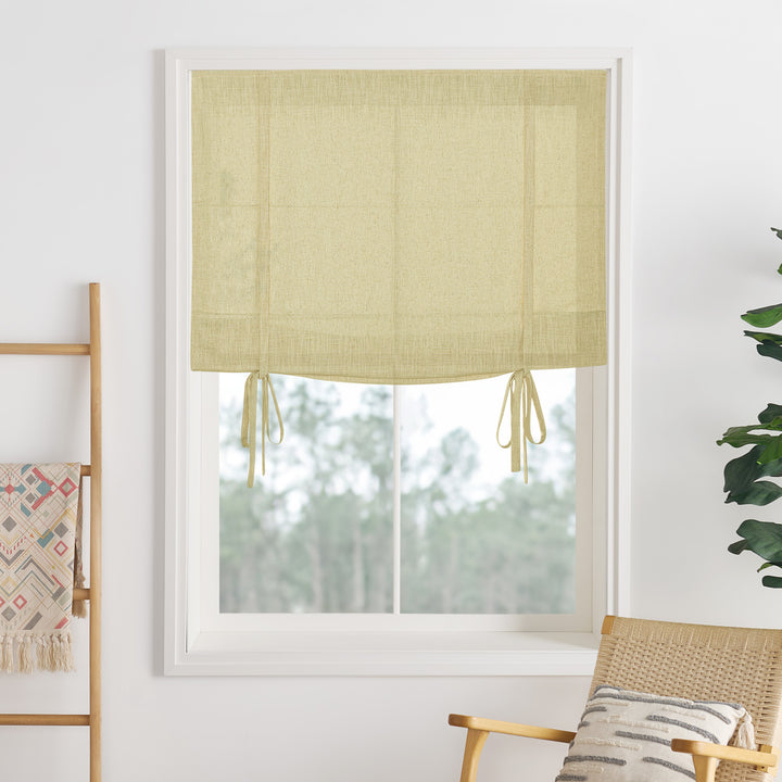 Liz Linen Herringbone Roman Shades & Blinds | Tie