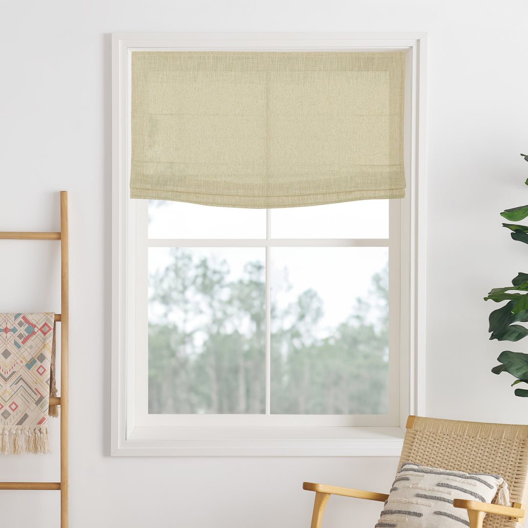 Liz Linen Herringbone Roman Shades & Blinds | Flat Fold
