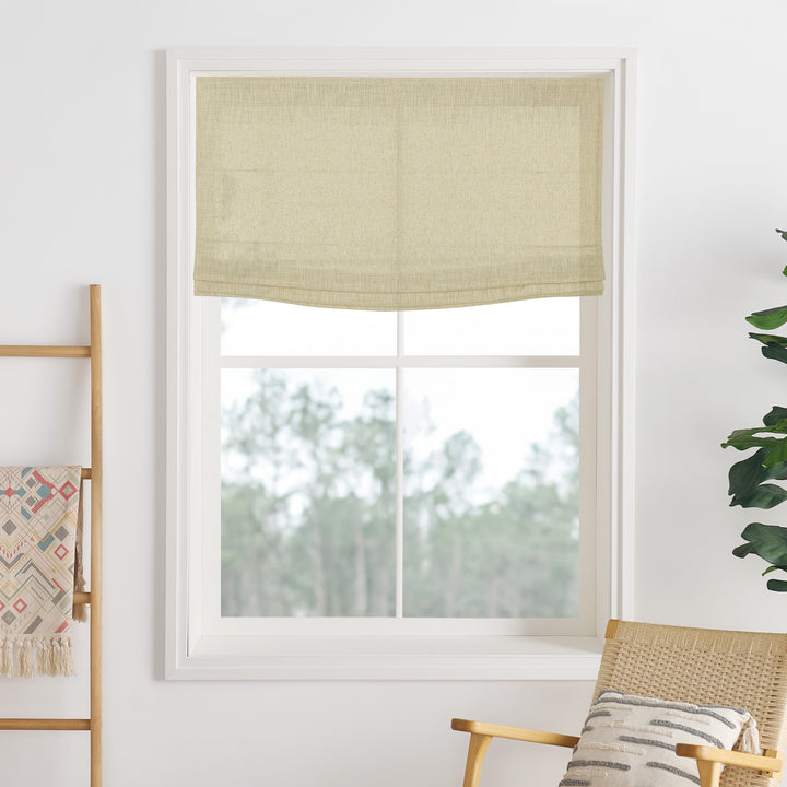 Liz Linen Herringbone Roman Shades & Blinds | Flat Fold